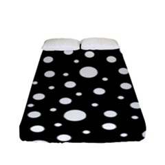 White On Black Polka Dot Pattern Fitted Sheet (full/ Double Size) by LoolyElzayat