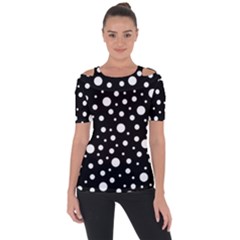 White On Black Polka Dot Pattern Short Sleeve Top by LoolyElzayat