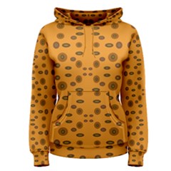 Brown Circle Pattern On Yellow Women s Pullover Hoodie by BrightVibesDesign