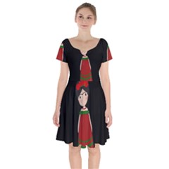 Frida Kahlo Doll Short Sleeve Bardot Dress by Valentinaart