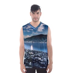 Shore Mountain Water Landscape Men s Basketball Tank Top