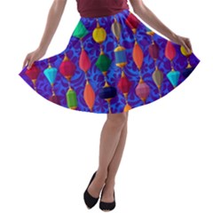 Colorful Background Stones Jewels A-line Skater Skirt by Nexatart