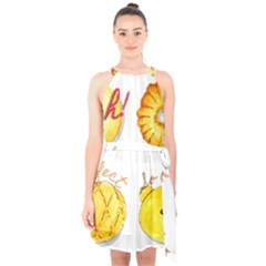 Cute Bread Halter Collar Waist Tie Chiffon Dress by KuriSweets