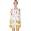 Bread Stickers V-neck Bodycon Long Sleeve Dress View1