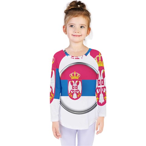 Serbia Flag Icon Europe National Kids  Long Sleeve Tee by Nexatart