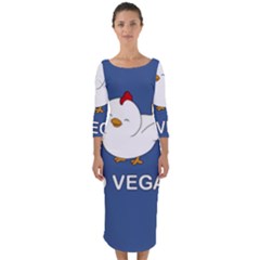 Go Vegan - Cute Chick  Quarter Sleeve Midi Bodycon Dress