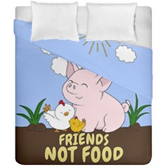 Friends Not Food - Cute Pig And Chicken Duvet Cover Double Side (california King Size)