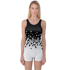 Flat Tech Camouflage Black And White One Piece Boyleg Swimsuit by jumpercat