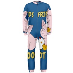 Friends Not Food - Cute Pig And Chicken Onepiece Jumpsuit (men)  by Valentinaart