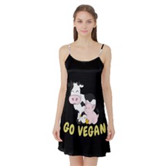Friends Not Food - Cute Cow, Pig And Chicken Satin Night Slip