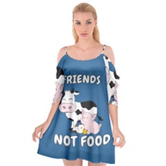 Friends Not Food - Cute Cow, Pig And Chicken Cutout Spaghetti Strap Chiffon Dress by Valentinaart