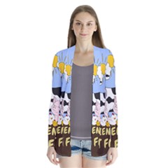 Friends Not Food - Cute Cow, Pig And Chicken Drape Collar Cardigan by Valentinaart