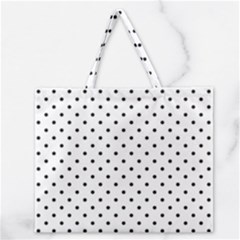 White Polka Dots Zipper Large Tote Bag by jumpercat