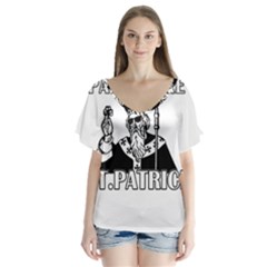  St  Patricks Day  V-neck Flutter Sleeve Top by Valentinaart
