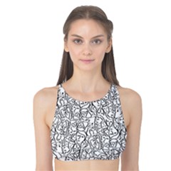 Elio s Shirt Faces In Black Outlines On White Tank Bikini Top by PodArtist