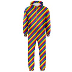 Gay Pride Flag Candy Cane Diagonal Stripe Hooded Jumpsuit (men)  by PodArtist