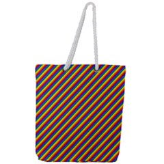 Gay Pride Flag Candy Cane Diagonal Stripe Full Print Rope Handle Tote (large) by PodArtist