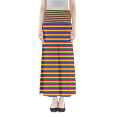 Horizontal Gay Pride Rainbow Flag Pin Stripes Full Length Maxi Skirt by PodArtist