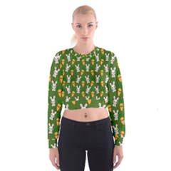 Easter Kawaii Pattern Cropped Sweatshirt by Valentinaart