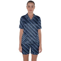 Diagonal Stripes Pinstripes Satin Short Sleeve Pyjamas Set by Nexatart