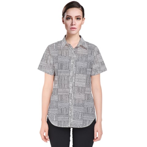 Texture Wood Grain Grey Gray Women s Short Sleeve Shirt by Nexatart