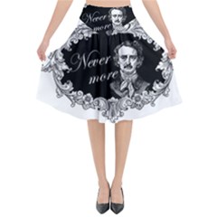 Edgar Allan Poe  - Never More Flared Midi Skirt by Valentinaart
