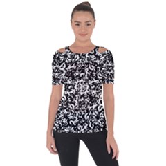 Black And White Abstract Texture Short Sleeve Top