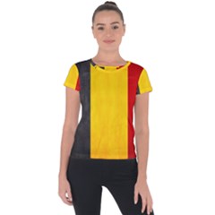Belgium Flag Short Sleeve Sports Top  by Valentinaart