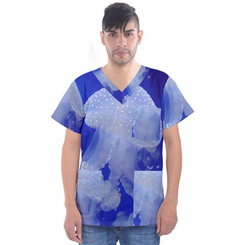 Spotted Jellyfish Men s V-neck Scrub Top by trendistuff