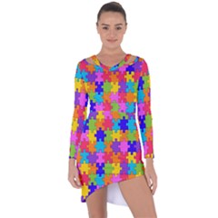 Colorful-10 Asymmetric Cut-out Shift Dress