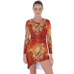Violin With Violin Bow And Dove Asymmetric Cut-out Shift Dress by FantasyWorld7