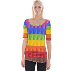 Abstract Pattern Background Wide Neckline Tee