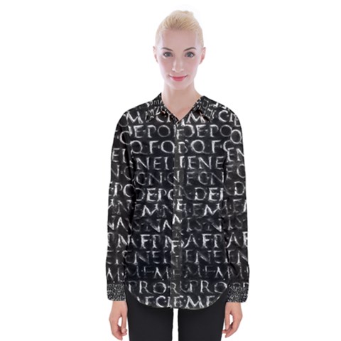 Antique Roman Typographic Pattern Womens Long Sleeve Shirt by dflcprints