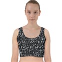 Antique Roman Typographic Pattern Velvet Racer Back Crop Top View1
