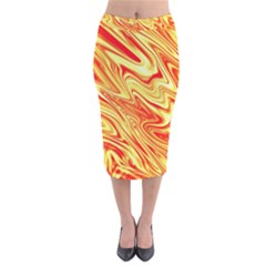 Orange Liquid  Velvet Midi Pencil Skirt by berwies