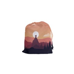 Design Art Hill Hut Landscape Drawstring Pouches (xs) 