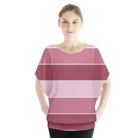 Striped Shapes Wide Stripes Horizontal Geometric Blouse by Nexatart