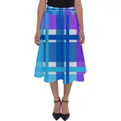 Gingham Pattern Blue Purple Shades Perfect Length Midi Skirt by Sapixe