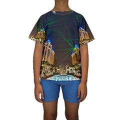 Galaxy Hotel Macau Cotai Laser Beams At Night Kids  Short Sleeve Swimwear