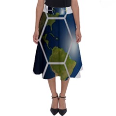 Hexagon Diamond Earth Globe Perfect Length Midi Skirt by Sapixe