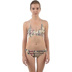Old Domino Stones Wrap Around Bikini Set