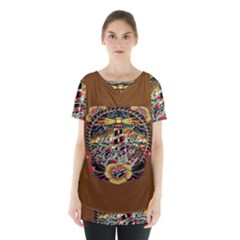 Tattoo Art Print Traditional Artwork Lighthouse Wave Skirt Hem Sports Top by Sapixe