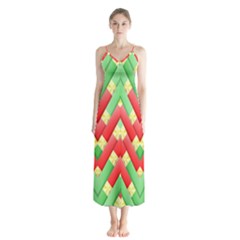 Christmas Geometric 3d Design Button Up Chiffon Maxi Dress