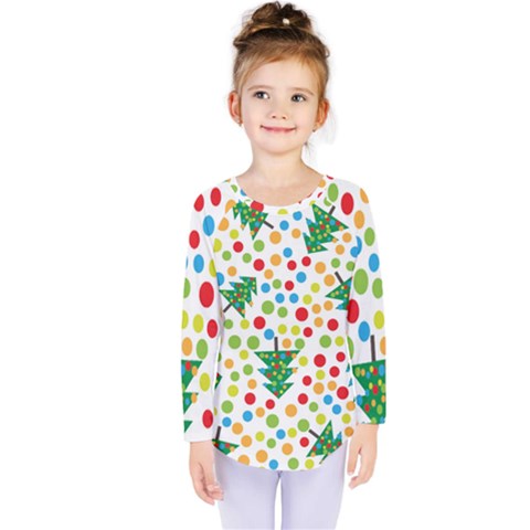 Pattern Circle Multi Color Kids  Long Sleeve Tee by Sapixe