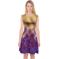 Fractal Rendering Background Capsleeve Midi Dress by Sapixe