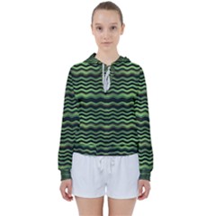 Modern Wavy Stripes Pattern Women s Tie Up Sweat by dflcprints