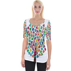 Tree Share Pieces Of The Puzzle Wide Neckline Tee