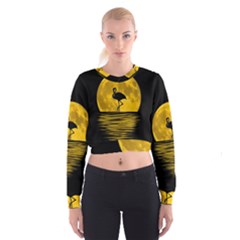 Moon Reflection Flamenco Animal Cropped Sweatshirt by Simbadda