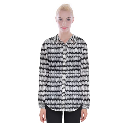 Abstract Wavy Black And White Pattern Womens Long Sleeve Shirt by dflcprints