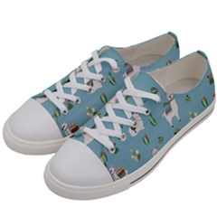 Lama And Cactus Pattern Women s Low Top Canvas Sneakers by Valentinaart